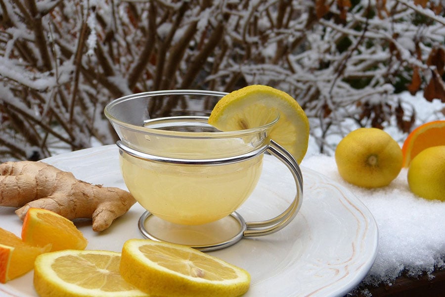 Ginger tea with lemon