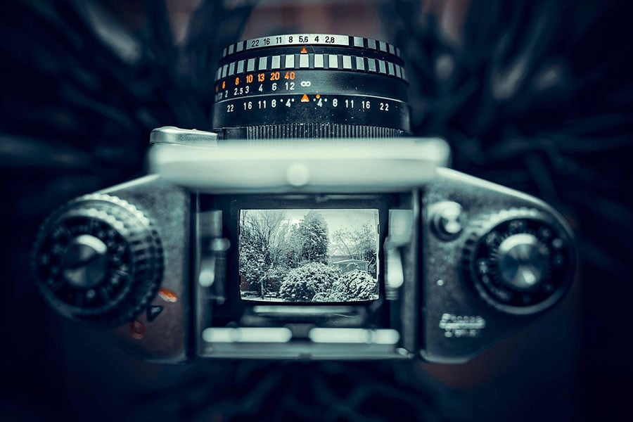 Vintage analog film camera single lens reflex