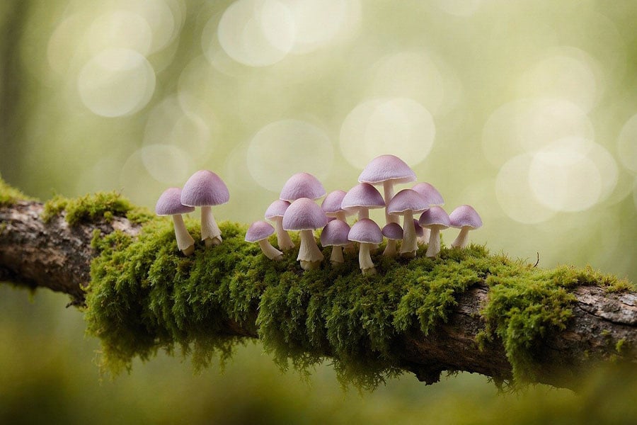 Heksenmuts of mycena rosea