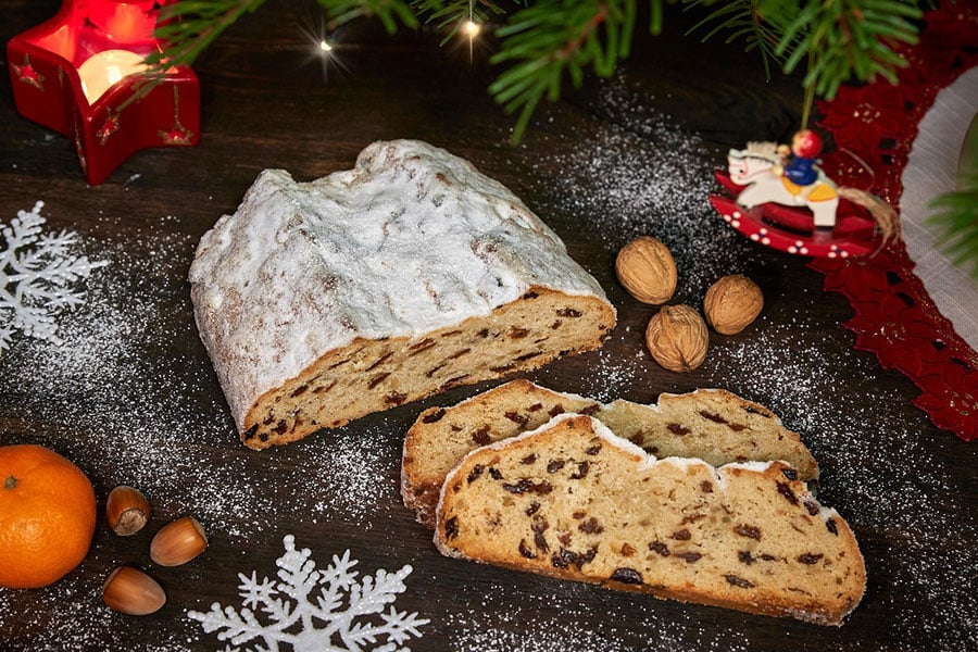 Traditional German Christmas treat Stollen