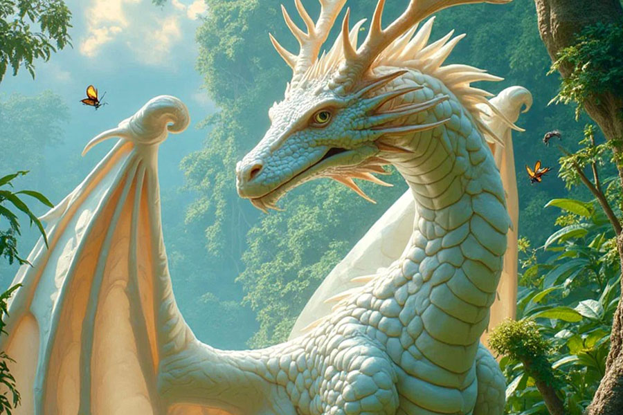 Ilustracja białego smoka