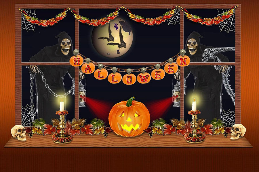 Dekoracja na Halloween z blaskiem księżyca