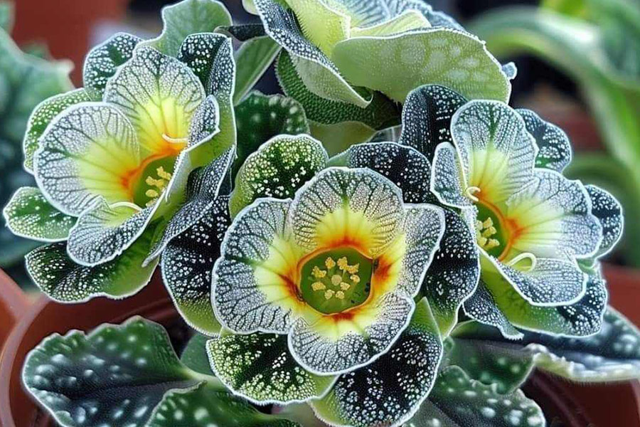 Plante à fleurs d'oreille d'ours