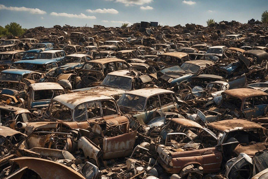 Alter verlassener Autoschrottplatz