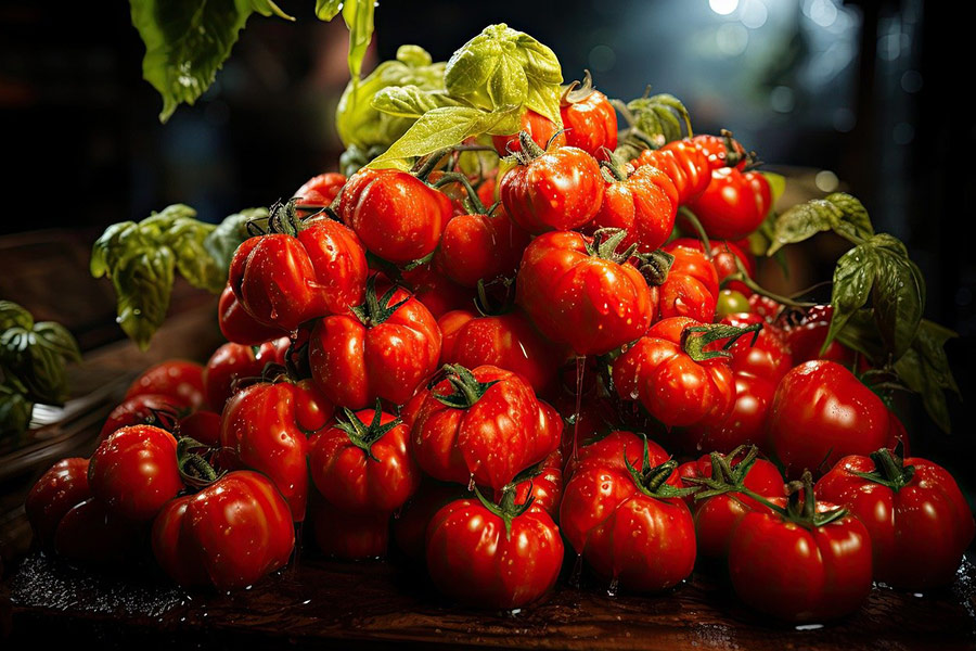 Frische Tomaten und Basilikum