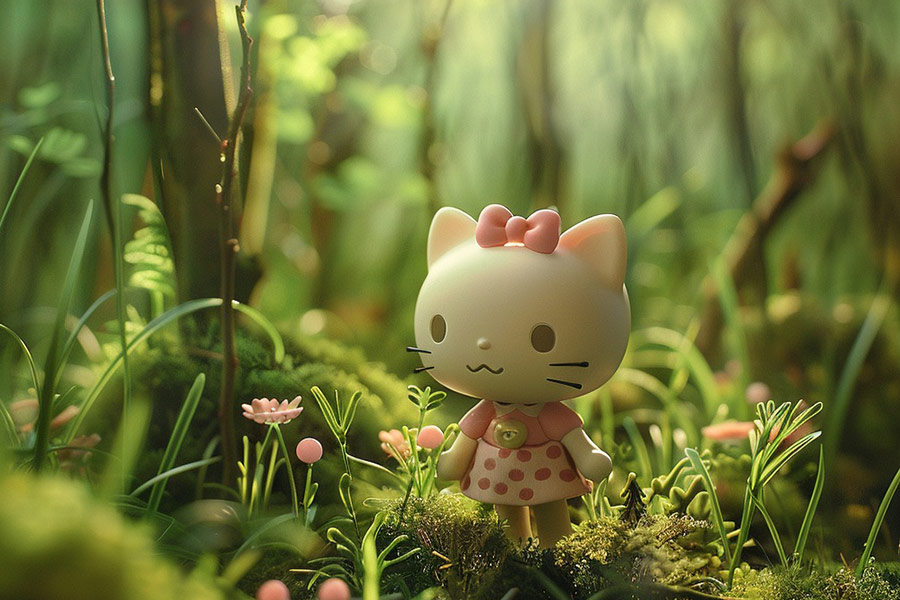 Hallo Kitty im rosa Kleid