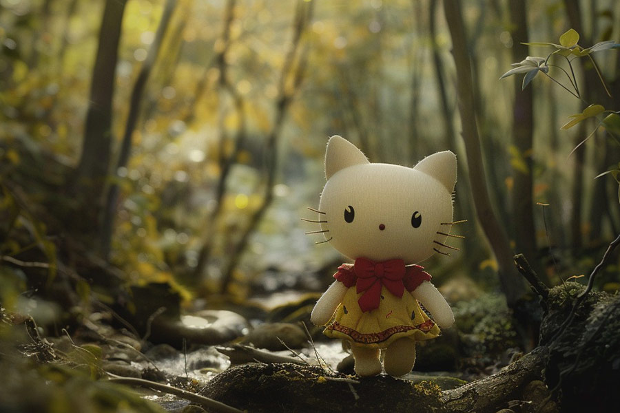 Hallo Kitty im gelben Kleid