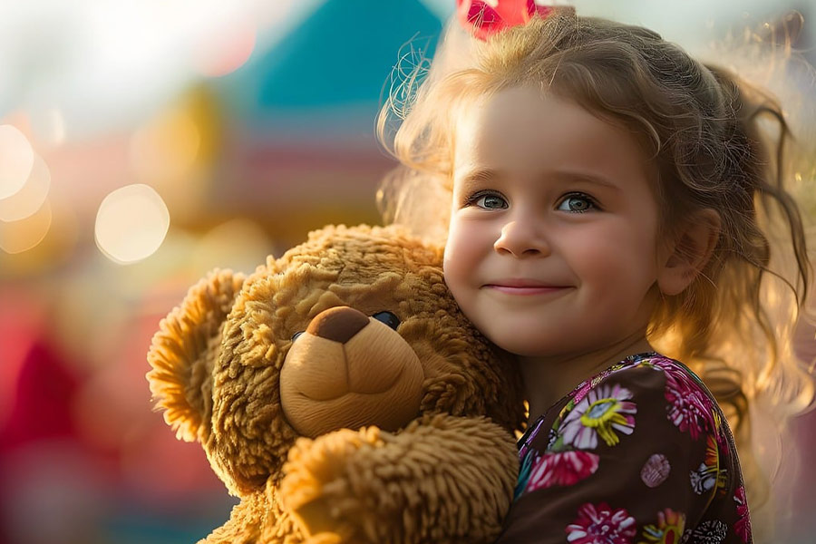 Süßes Mädchen mit ihrem ordentlichen Bären