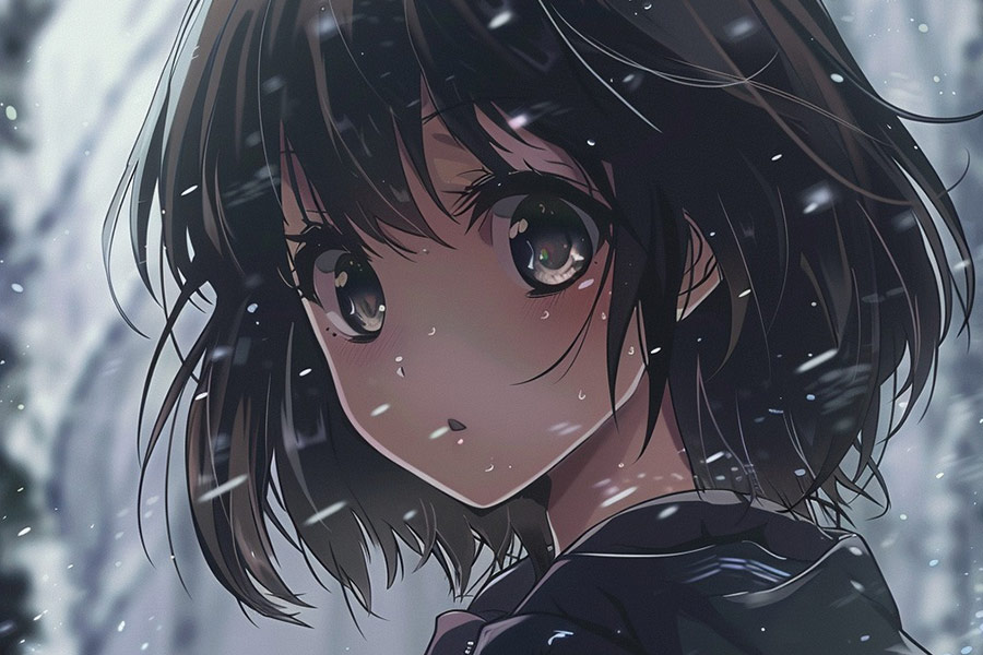 Anime Bild Mädchen schwarze Kleidung