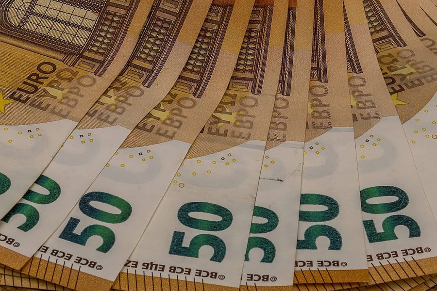Fifty euro bills currency