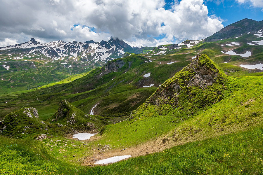 Beautiful landscape mountain summit alpine