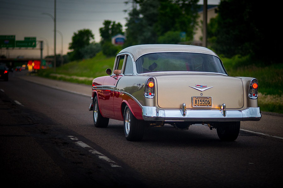 Car in action asphalt area