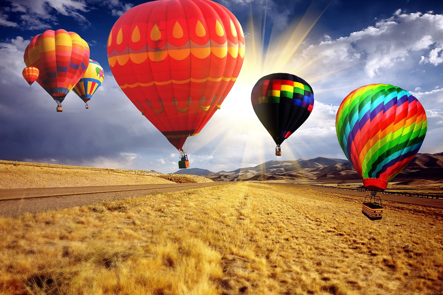 Hot air balloon floating