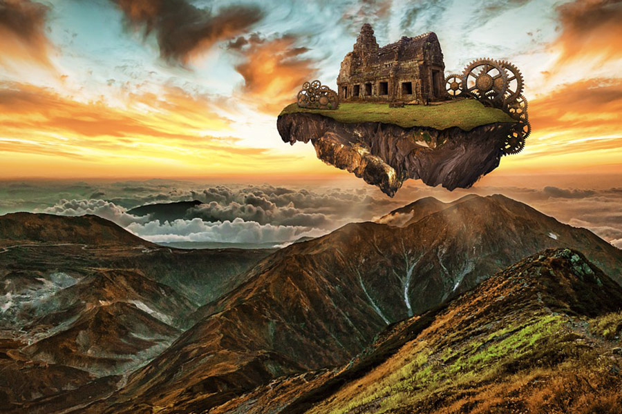 Fantasy floating building