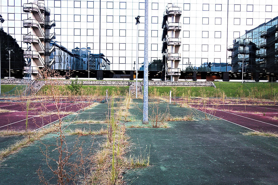 Abandoned tennis court