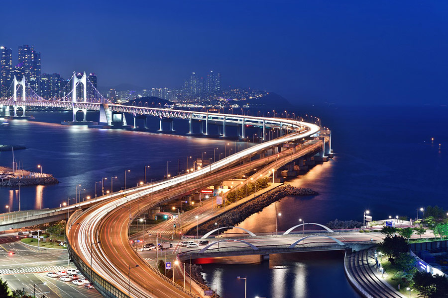 Busan night scene bridge