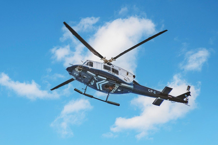 Police helicopter flying sky