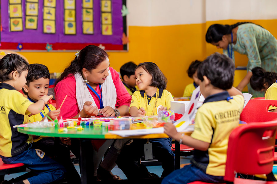Children learning kindergarten