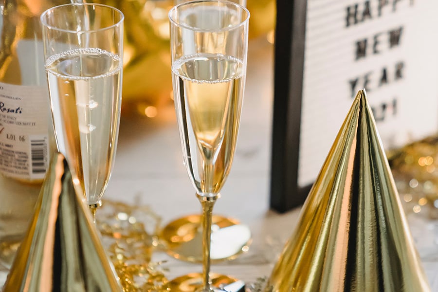 Champagne glasses new year festive