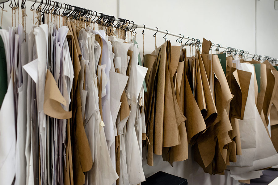 Sewing patterns on hangers