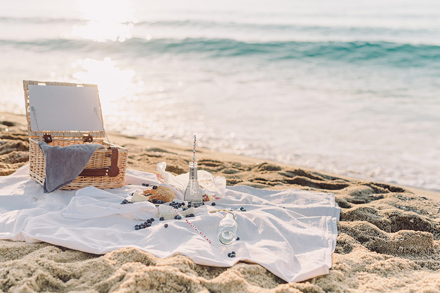 A blanket on brown sand