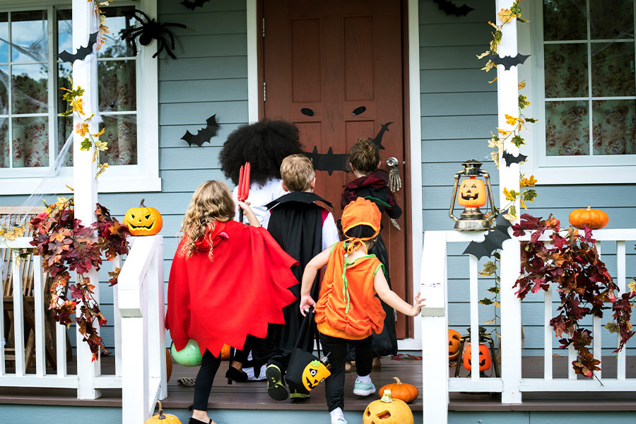 Young kids trick or treat