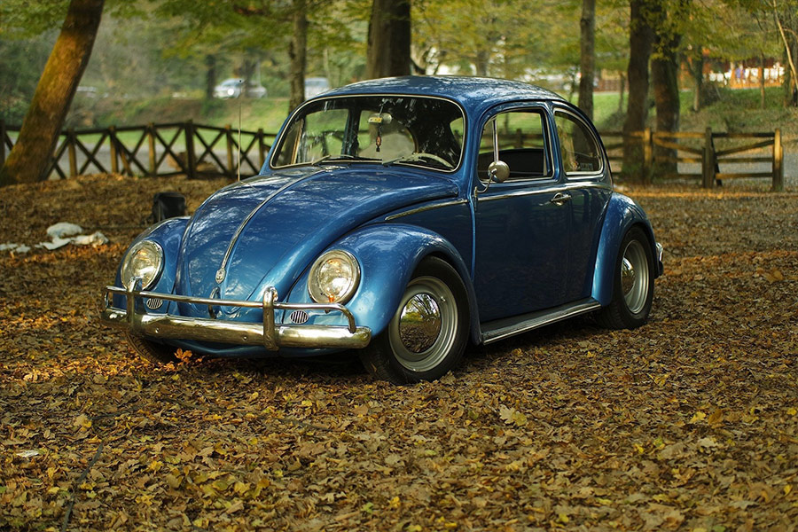 Vintage beetle volkswagen blue car