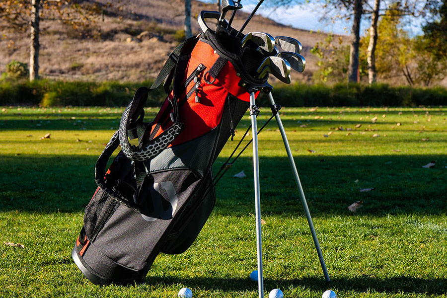 Black red hiking bag golf stuff