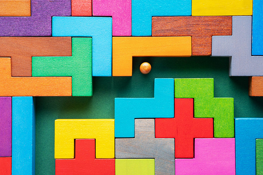 Labyrinth colorful wooden blocks