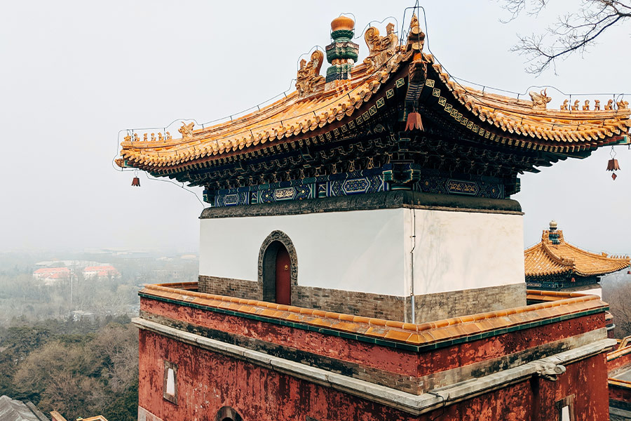 Close up architecture asian building