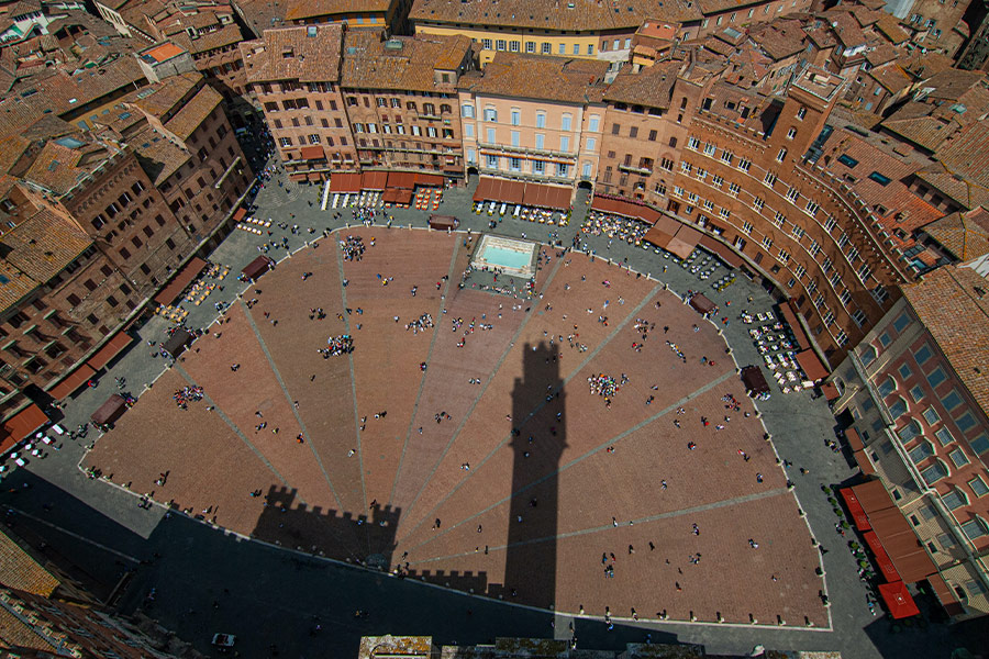 Aerial view stadium Siena Italy