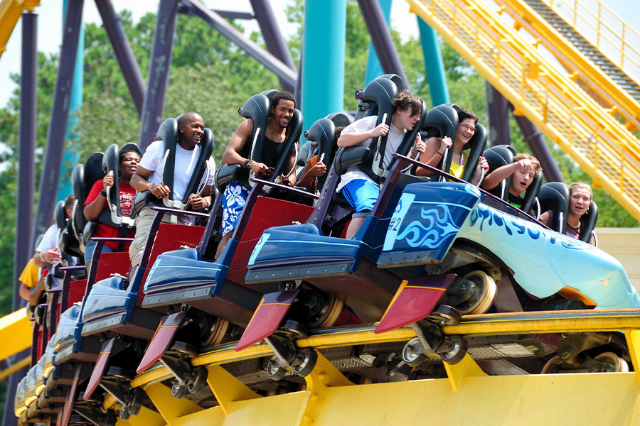 People fun roller coaster ride