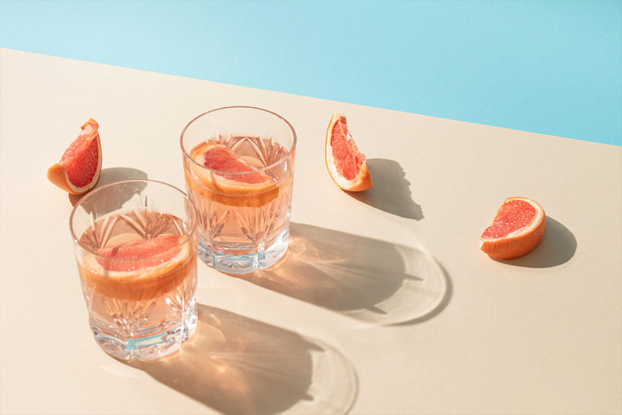 Two glass drink grapefruit