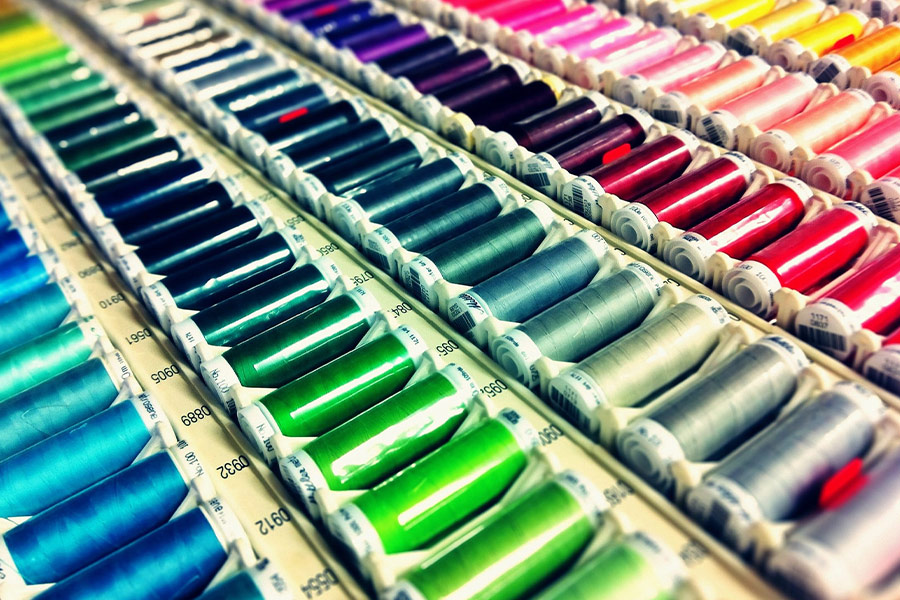 Colourful sewing thread