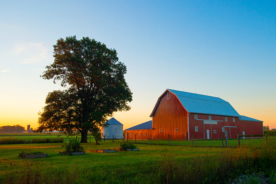 Red barn sunrise country Indiana