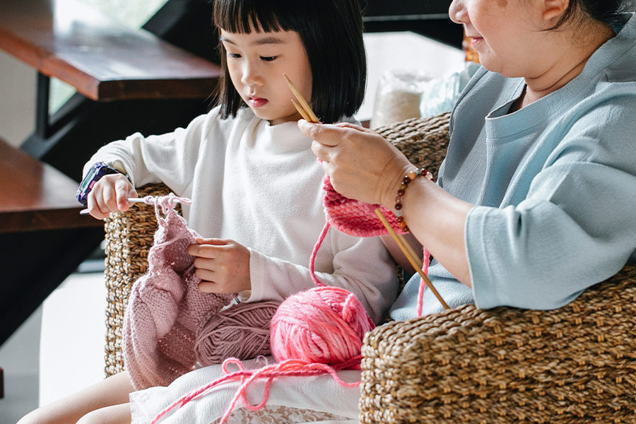 Mother daughter crafting