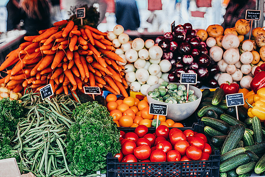 Variety of vegetables on display