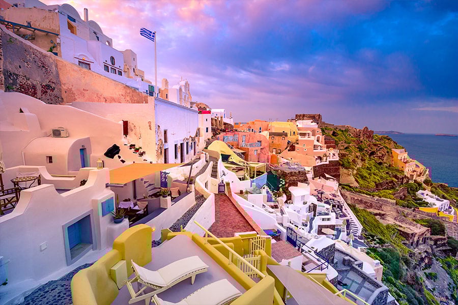 Santorini Greece with tradional famous houses