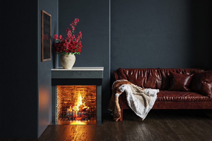 Luxurious modern dark living room interior