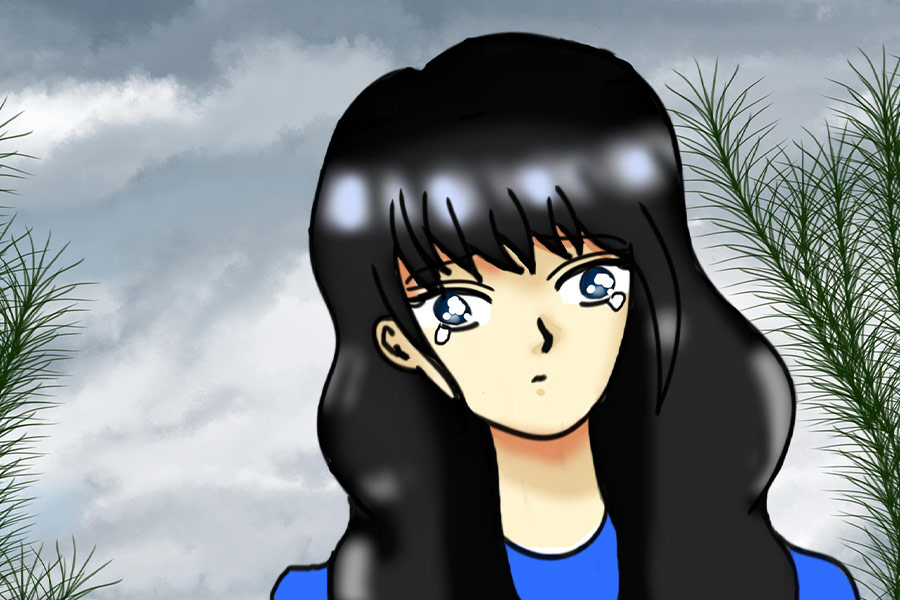 Sad crying girl anime