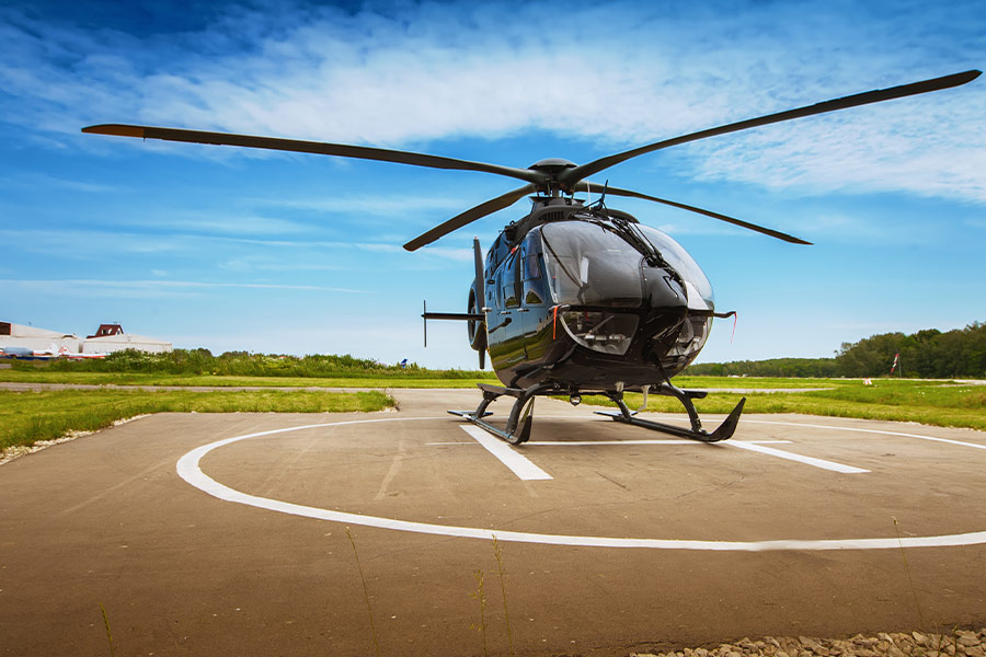 Helicopter-parked-at-the-helipad