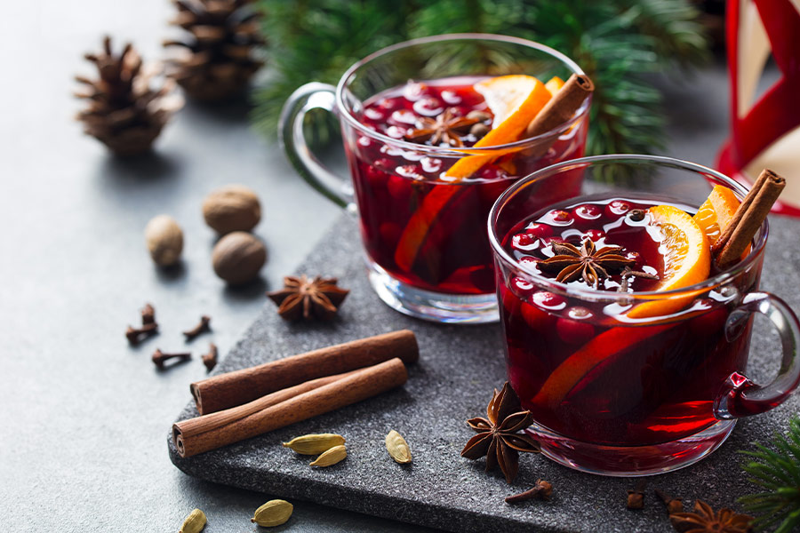 Mulled wine red wine with herbs