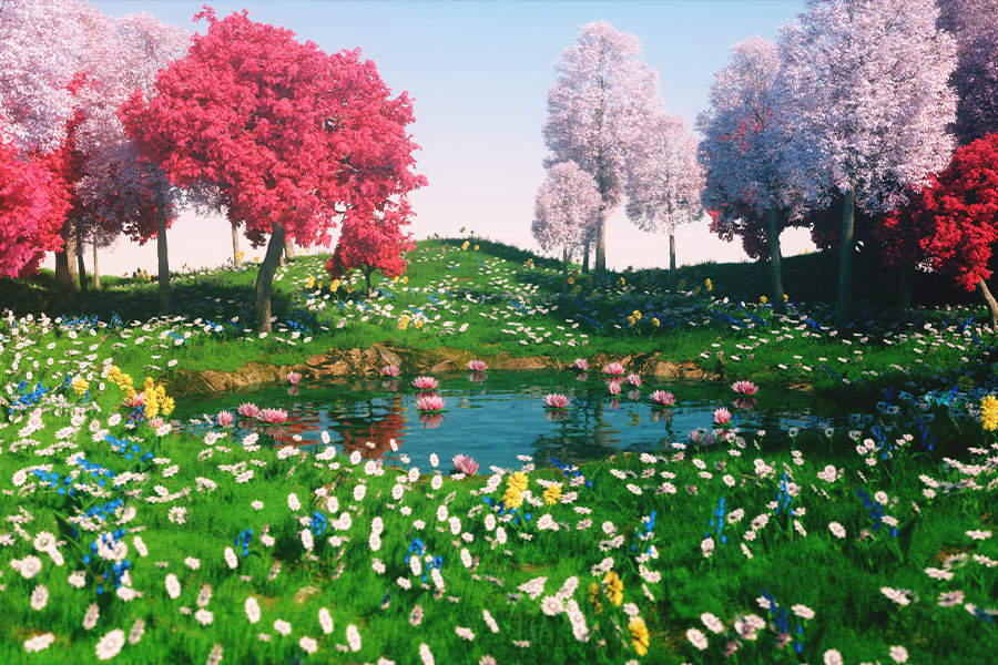 3d rendering abstract forest