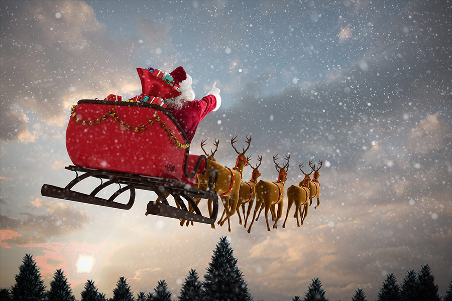 Santa claus on the sleigh
