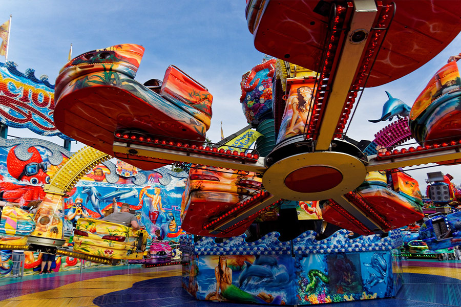 Multicolored fair rides