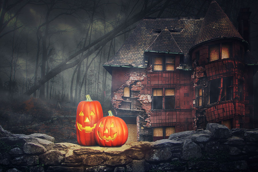 Halloween pumpkin ghosts