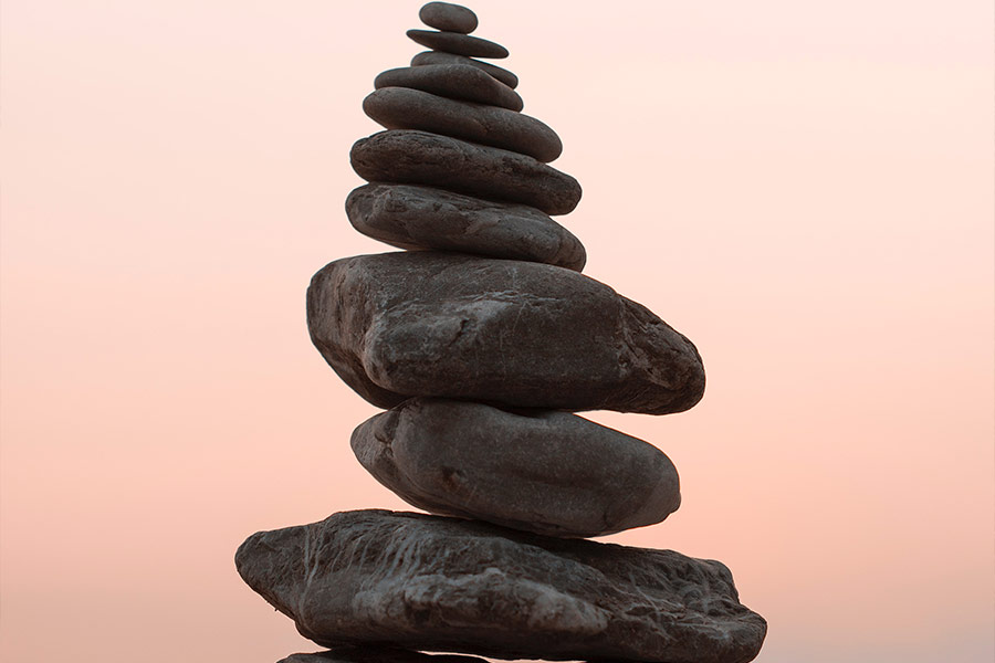 Close up photo cairn stone balance