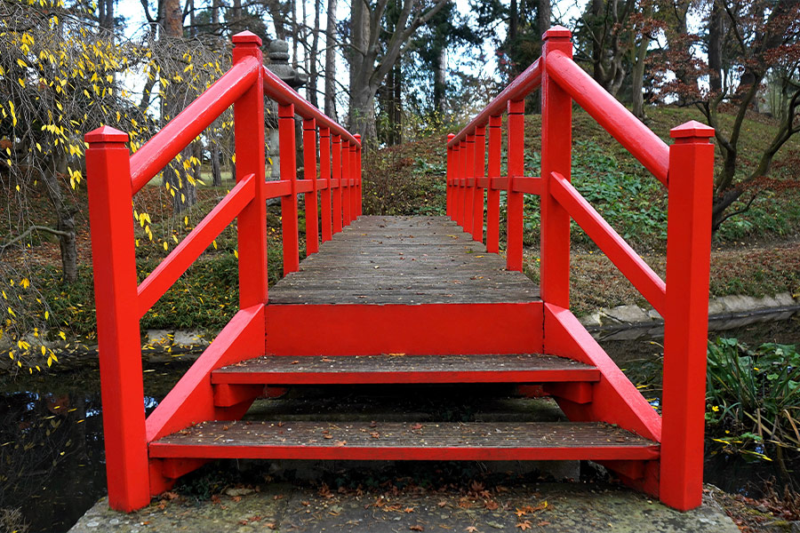 Park bridge walkway wooden path outdoor