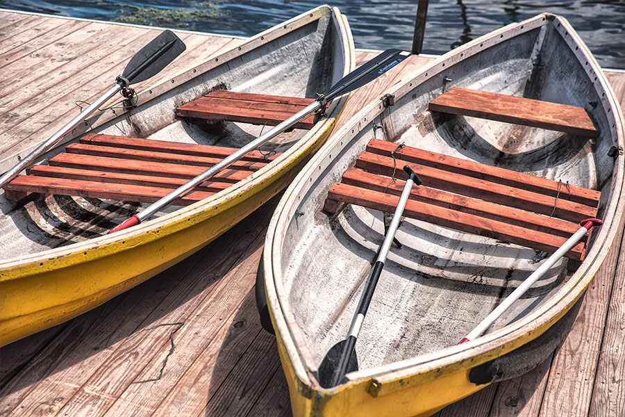 Canoes on a dock