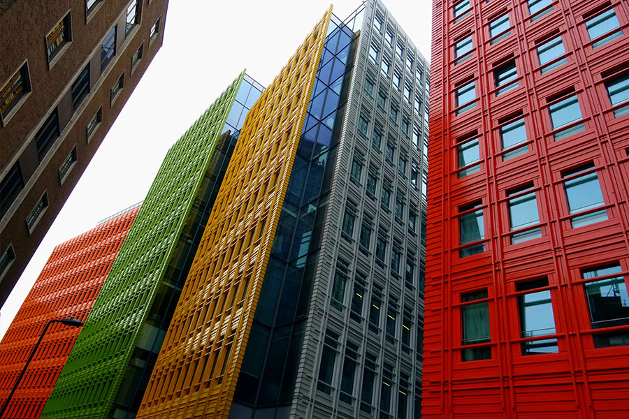 Colorful high buildings